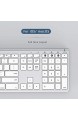Jelly Comb Bluetooth Funktastatur Kabellose Wiederaufladbare Fullsize Tastatur mit 3 Bluetooth Kanal für MacBook iMac iPad Mac OS QWERTZ Deutsches Layout Weiß und Silber