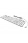 KeySonic PC Tastatur mit USB Kabel aluminium mit Weißen Tasten Full-Size flach
