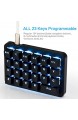 Koolertron Einhand Mini Tastatur Mechanische Gaming Tastatur mit 23 Voll Programmierbaren Tasten Gaming Tastatur für Windows Mac Schreibkraft PC Gamer (Black/Blue Backlit/Blue switches)