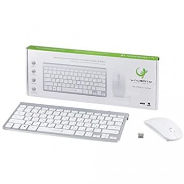 Lacerto® | Bilinguale Russisch-Deutsche Kabellose 2 4 GHz Multimedia Tastatur & Maus Set Russian-German Wireless Multimedia Keyboard & Mouse | BELA-DR612s | Silber