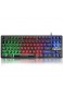 LexonElec K16 Wired 87-Tasten-Gaming-Tastatur Regenbogen-LED-Licht mit Hintergrundbeleuchtung Wasserdicht Ergonomische USB-16-Tasten Anti-Ghosting-Gaming-Tastatur für Büro Schreibkräfte und Spiele
