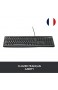 Logitech K120 Kabelgebundene Tastatur für Windows USB-Anschluss Leises Tippen Robust Spritzwassergeschützt Einstellbare Tastaturaufsteller Französisches AZERTY-Layout - Schwarz