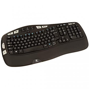 Logitech K350 Ergonomische Kabellose Tastatur 2.4 GHz Verbindung via USB-Empfänger 17 Programmierbare Multimedia-Tasten 3-Jahre Batterielaufzeit Handballenauflage Englisches QWERTY-Layout