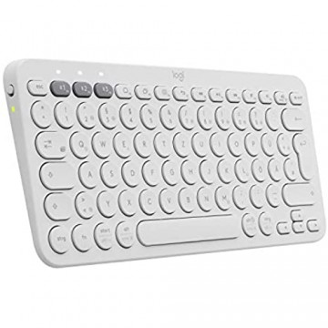 Logitech K380 kabellose Multi-Device Bluetooth-Tastatur mit Easy-Switch für bis zu 3 Geräte schlank – PC Notebook Windows Mac Chrome OS Android iPad OS Apple TV Deutsches QWERTZ-Layout - Weiß