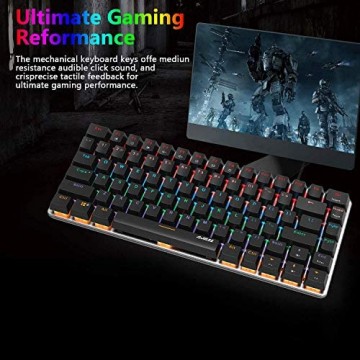 Mechanische Tastatur 82 Tasten Anti-Ghosting Kompakte Ergonomische USB Kabelgebundene Computer Gaming Tastatur Regenbogen LED Hintergrundbeleuchtung Blaue Schalter Schwarz