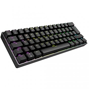 Mizar MZ60 Luna Hot-Swap Mechanische Gaming-Tastatur - 62 Tasten Mehrfarbige RGB-LED-Hintergrundbeleuchtung für PC-/Mac-Spieler - ISO Großbritannien Layout (Schwarz Gateron Red)