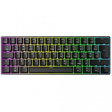 Mizar MZ60 Luna Hot-Swap Mechanische Gaming-Tastatur - 62 Tasten Mehrfarbige RGB-LED-Hintergrundbeleuchtung für PC-/Mac-Spieler - ISO Großbritannien Layout (Schwarz Gateron Red)