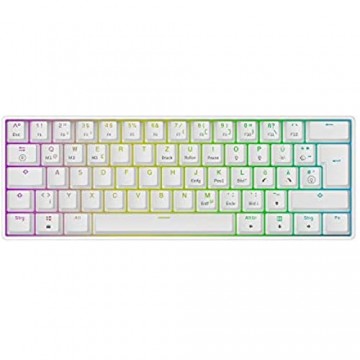 Mizar MZ60 Luna Hot-Swap Mechanische Gaming-Tastatur - 62 Tasten Mehrfarbige RGB-LED-Hintergrundbeleuchtung für PC-/Mac-Spieler - ISO Deutsches Layout (Weiß Gateron Optische Blue)