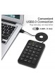 MoKo Ziffernblock Numerische Tastatur Tragbare Ultra Slim Mini USB Full-Size 23 Tasten für Laptop Desktop PC Notebook - Schwarz