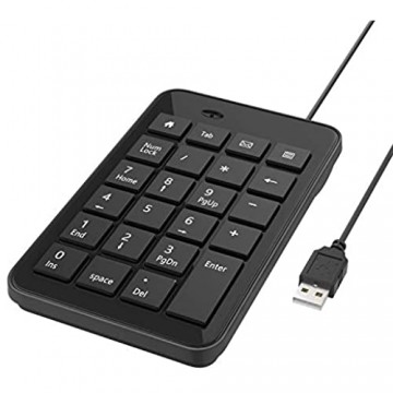 MoKo Ziffernblock Numerische Tastatur Tragbare Ultra Slim Mini USB Full-Size 23 Tasten für Laptop Desktop PC Notebook - Schwarz
