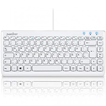 Perixx PERIBOARD-407W DE Mini Tastatur - USB - 320x140x14mm Abmessung - Klavierlack Weiss - QWERTZ DE Layout