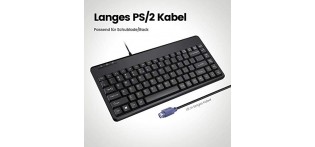 Perixx PERIBOARD-409 P Mini PS/2 Tastatur Schnurgebunden - 315x147x21mm - 1 80 Meter Kabel - QWERTZ Deutsches Layout