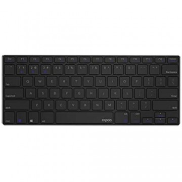 Rapoo E6080 kabellose Bluetooth Tastatur kompakt flaches Aluminium-Design wiederaufladbarer Akku DE-Layout QWERTZ schwarz