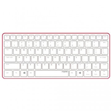 Rapoo E6350 ultraschlanke kabellose Bluetooth 3.0 Tastatur aus Aluminium schlankes stabiles Design weiß/rot