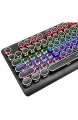 Retro-Tastatur für Schreibmaschine runde Tasten Regenbogenfarben LED-Hintergrundbeleuchtung volle Größe mechanische Tastatur mit Outemu-Schalter K-600 schwarz (brauner Schalter)
