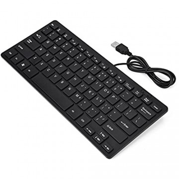 Richer-R Gaming-Tastatur 78 Tasten Ultra Thin Mini USB Tastatur Microsoft Wired Keyboard USB Tastatur für Desktop Computer Laptop PC Schwarz/Weiß(Black)
