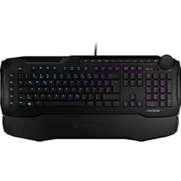 Roccat Horde AIMO Membranical RGB Gaming Tastatur (AIMO LED Beleuchtung Präzisions-Tastenlayout Quick-fire Makro-Tasten konfigurierbares Tuning-Rad USB) schwarz