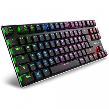 Sharkoon PureWriter RGB TKL Mechanische Low Profile-Tastatur (RGB Beleuchtung rote Schalter flache Tasten Tenkeyless Beleuchtungseffekte abnehmbarem USB Kabel) schwarz
