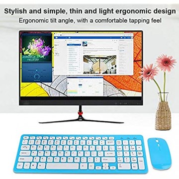Annadue Drahtloses Maus- und Tastatur Set Tablet Tastatur Gaming Tastatur Büro- und Spieletastatur (Ergonomischer Neigungswinkel Stilvoll und Einfach).(Blau)