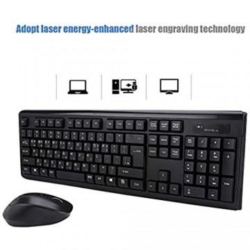 Bewinner WT90 Wireless Keyboard Mouse Combo für Computer für Laptop-Spiele 1000DPI Optische Auflösung Portable Keyboard & Mouse Sets Schwarz Tastatur-Maus-Sets für Laptop Gaming(Korean)