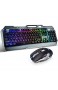 Drahtloses Gaming-Tastatur- und Mausset 2 4 G wiederaufladbare 4800 mAh große Kapazität 16 RGB LED-Hintergrundbeleuchtung Tastatur mit Knopfsteuerung+2400DPI 7-Farben-Maus mit Hintergrundbeleuchtung