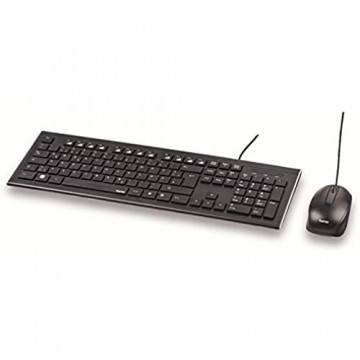 Hama Cortino USB Tastatur Maus-Set Ergonomisch Deutsch QWERTZ Windows® Schwarz