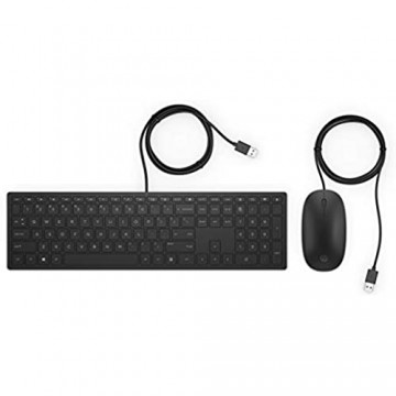 HP Pavilion 400 Bundle (4CE97AA) Tastatur und Maus mit Kabel (1.600 dpi USB-Kabel 3 Tasten Scrollrad Italienische Tastatur) schwarz