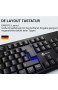 iClever Tastatur und Maus kabellos ergonomische 2.4G Full-Size Tastatur mit Multimedia-Shortcuts Comfort Wireless Mouse kompatibel mit Desktop Laptop PC Windows usw. DE Layout Schwarz
