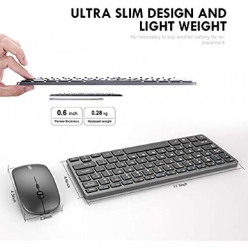 Inphic Kabellose Tastatur und Maus wiederaufladbar ultradünn leise 2 4 G kabellose Maus Tastatur-Set QWERTY-Layout mit 12 Multimedia-Tasten für PC Computer Laptop Mac
