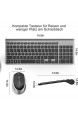 J JOYACCESS Tastatur Maus Set Kabellos 2.4G Ultra Dünne Funktastatur mit Maus Ergonomischer und Leise 2400DPI Optische Maus für PC/Laptop/Smart TV(QWERTZ Deutsches Layout) - Schwarz und Grau