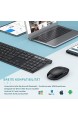 Jelly Comb Dual Bluetooth + 2.4G Funktastatur und Maus Set Fullsize Wiederaufladbare Slim QWERTZ Tastatur für 3 Geräte - Windows PC/Computer/Laptop/MacOS MacBook/Android Tablet/iOS iPad Schwarz