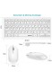 Jelly Comb Funk Tastatur mit Maus Set 2.4G Kabellose Mini Ultraslim QWERTZ Tastatur und Funkmaus für PC Laptop Smart TV Weiß
