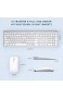 Jelly Comb Kabellose Tastatur und Maus Set 2.4G Wireless Ultra Dünn Tastatur und Flache Maus Wiederaufladbare Funktastatur mit Deutschem Layout für PC Laptop Smart TV Weiß und Silber