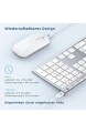 Jelly Comb Kabellose Tastatur und Maus Set 2.4G Wireless Ultra Dünn Tastatur und Flache Maus Wiederaufladbare Funktastatur mit Deutschem Layout für PC Laptop Smart TV Weiß und Silber