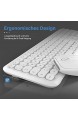 Jelly Comb Tastatur Maus Set 2.4G kabellose Tastatur und Leise Funkmaus QWERTZ Deutsches Layout für PC Laptop Smart TV Weiß