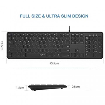 Jelly Comb Tastatur Maus Set mit Kabel Kabelgebundene Ultraslim Tastatur mit Maus für PC Computer Laptop Schwarz