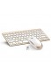 Jelly Comb Tastatur und Maus Set 2.4G Kabellose Dünne Tastatur mit Funkmaus Kombi für Laptop PC und Smart TV Deutsches Layout QWERTZ Weiß und Gold