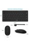 Jelly Comb Tastatur und Maus Set 2.4G kabellose kompakte Tastatur mit Funkmaus für Laptop PC und Smart TV Deutsches QWERTZ Layout Schwarz