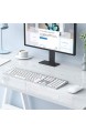 Jelly Comb Ultraslim Tastatur und Maus Set 2.4G Kabellose Tastatur mit Funkmaus Wiederaufladbar Kombi für PC Laptop Smart TV QWERTZ Deutsches Layout Weiß und Silber