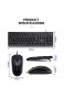 Kabelgebundenes Tastatur-Maus-Set Optische Maus USB-Anschluss PC/Laptop- schwarz (Schwarz)
