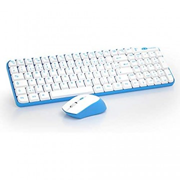 Kabellos Gaming-Tastatur und Maus Set V610 Tastatur und Maus Combo niedriger Stromverbrauch für PC Laptop-Computer [Blau Weiß]