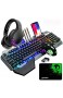 Kabellose Gaming-Tastatur & Maus & Headset Set 4 in 1 16 RGB Hintergrundbeleuchtung wiederaufladbare Tastatur mit Handballenauflage 7 Gaming-Maus mit Hintergrundbeleuchtung & RGB Bluetooth-Kopfhörer