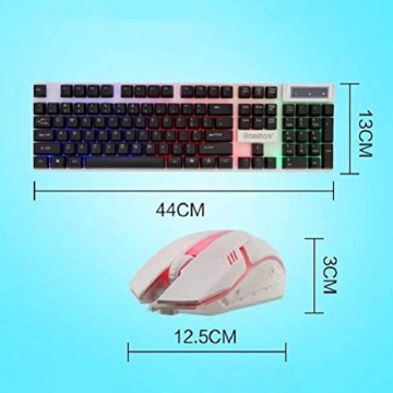 Lespar Gaming Tastatur und Maus Set Office Tastaur Maus Tastatur Set Regenbogen Farben Beleuchtete USB Wasserdicht Tastatur und Maus für Gaming und Büro