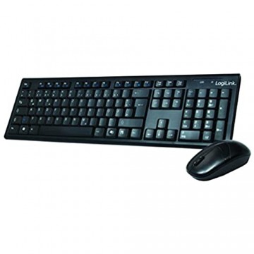 LogiLink ID0104 - kabelloses Tastatur/Maus Set 2 4GHz Tastatur 103 Tasten (+13 Hotkeys) - Maus (optischer Sensor) mit 3 Bedientasten AUTOLINK Verbindung schwarz