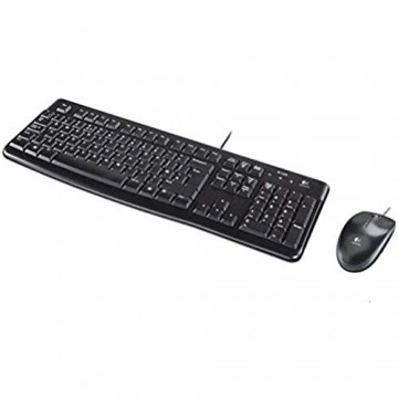 Logitech MK120 Kabelgebundenes Tastatur-Maus-Set Optische Maus USB-Anschluss PC/Laptop Portugiesisches QWERTY-Layout - schwarz