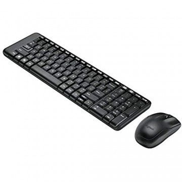 Logitech MK220 Kabelloses Tastatur-Maus-Set 2.4 GHz Verbindung via Unifying USB-Empfänger 10m Reichweite 24-Monate Batterielaufzeit Kompaktes Design PC/Laptop Spanisches QWERTY-Layout - schwarz