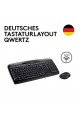 Logitech MK330 Kabelloses Tastatur-Maus-Set 2.4 GHz Verbindung via USB-Empfänger 4 programmierbare G-Tasten 12 bis 24-Monate Batterielaufzeit PC/Laptop Deutsches QWERTZ-Layout - schwarz 3er Pack