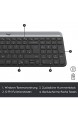 Logitech MK470 Slim Combo Kabelloses Tastatur-Maus-Set 2.4 GHz Verbindung via Nano-USB-Empfänger 10m Reichweite 18-Monate Batterielaufzeit PC/Laptop Deutsches QWERTZ-Layout - Schwarz/Graphit