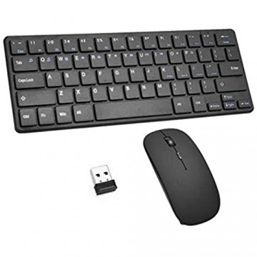 osmanthus Tastatur Maus Set Kabellos 64 Tasten + FN-Funktionstasten 96 Tasten 2 4GHz Ultra-dünn Leise Klein Funkmaus und Tastatur mit USB Nano Empfänger für Laptop Windows PC
