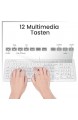 Perixx PERIDUO-303W DE Tastatur und Maus schnurgebunden - USB - 390x141x25mm - 7 Multimedia Tasten - Klavierlack Weiss - QWERTZ Layout